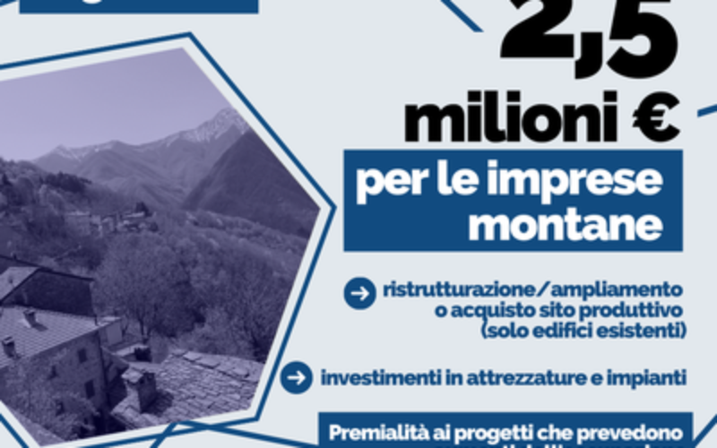 Montagna, ripartire da innovazione e lavoro: bando da 2,5 milioni di euro per le imprese